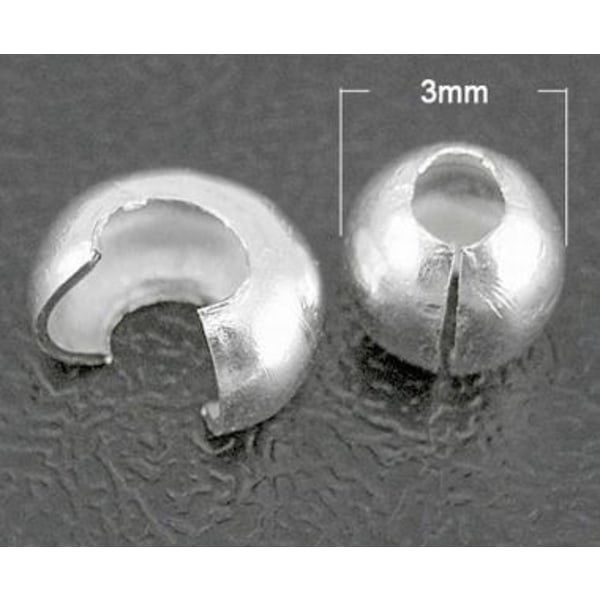 100 Nikkelittömät hopeoidut suojukset kiinnityshelmille 3 mm. Silver