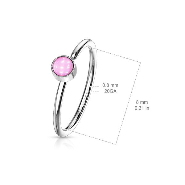 1Nesepiercing ring forgylt med "Glow in the dark" Hvit stein