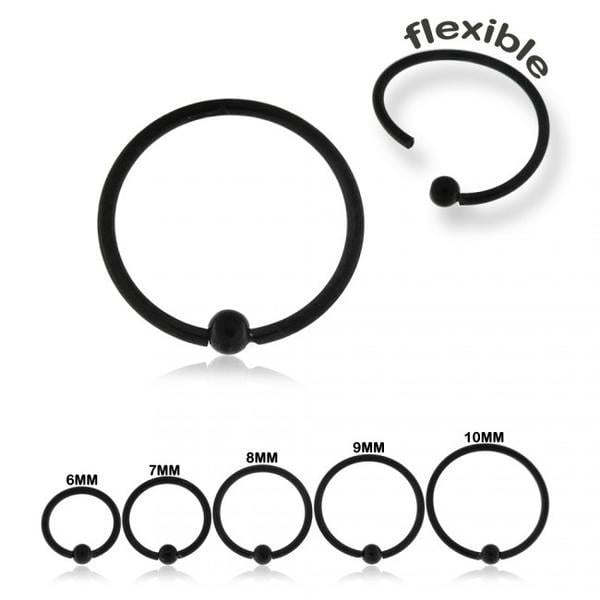 8 mm. Fleksibel BCR Piercing i sort IP-belagt 316L stål Black