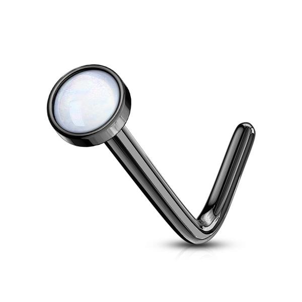 1 L-formet næsepiercing i 316 stål med "Glow in the dark" sten 8 Stål/Vit