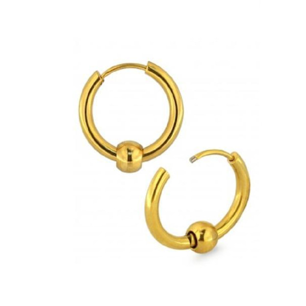 1 Par 10 mm. Hoops örhängen i IP Pläterad stål med kula Silvergrå