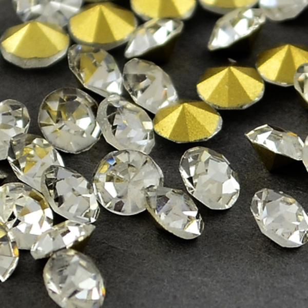 200 Hvide koniske Swarovski-krystaller til indlæg Ø 2 mm.