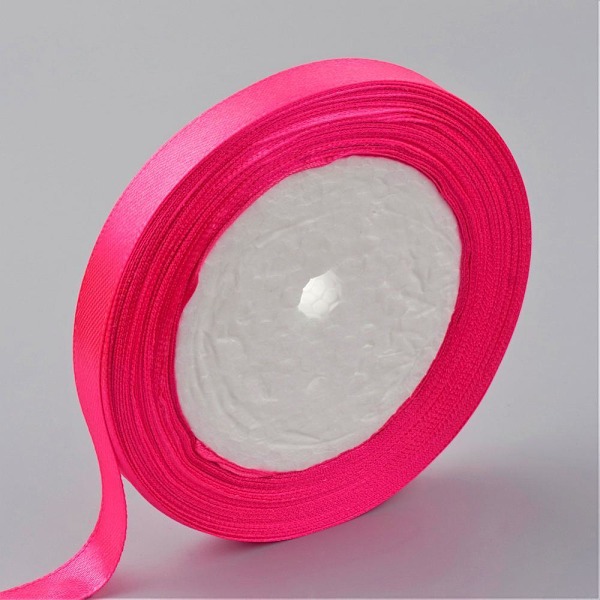 2 Rullar (2x25yard=22,89 mt.) Magenta satinband 12 mm.