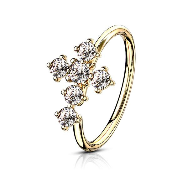 1 Piercingring i IP Pläterad 316L kirurgiskt stål med  Zirkoner 1 Guld/vita CZ
