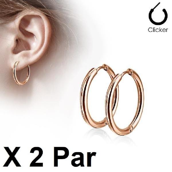 Obs 2 15 mm Hoops örhängen i Rödguldpläterad 316L  stål