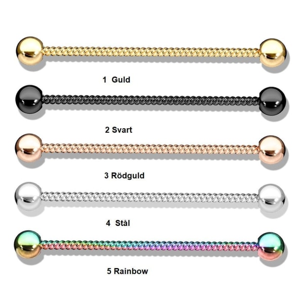 1 industriell vektstang i IP-belagt 316L kirurgisk stål (5 valg) 1 Guld