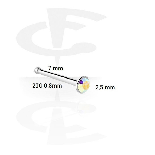 OBS 2 st Näspiercing i IP-pläterad 316L stål med 2,5 mm AB CZ X 2