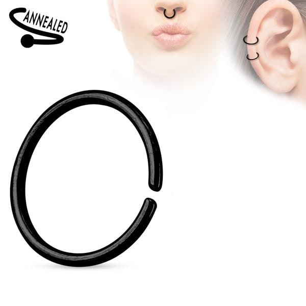 OPMÆRKSOMHED! 2X10mm Sort Piercing ring i udglødet 316L kirurgisk stål