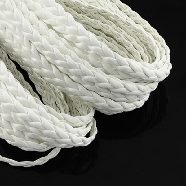 10 mt sildeben håndflettet hvidt PU-læder (kunstigt læder) White