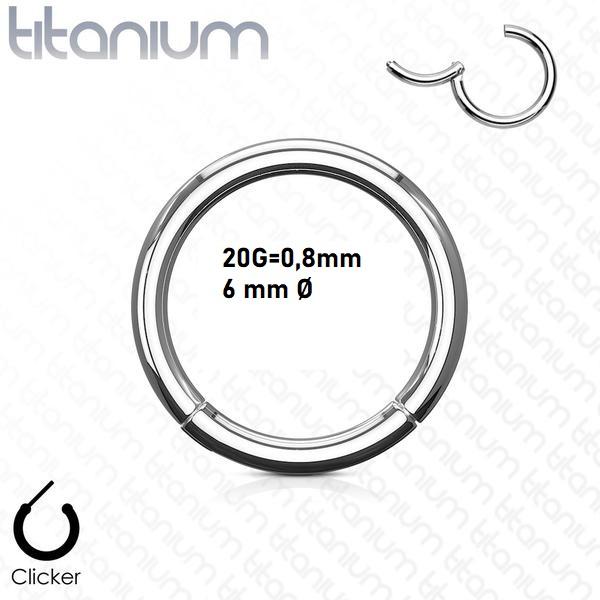 6 mm "hengslet" segmentpiercingring i implantat titan 0,8 mm tykk