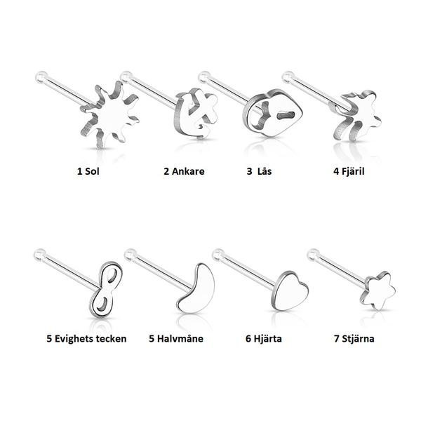 1 st Näspiercing i 316 Kirurgiskt stål (8  val) 4 Fjäril