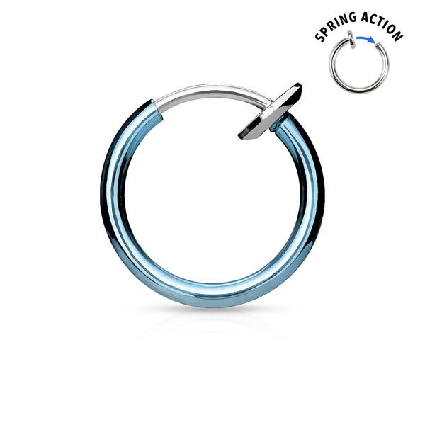 Clip On titaniumbelagt næsering (ikke-piercing septum) clip on ring ljusblå