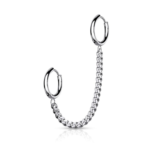 Tragus Linked kjede med Hoops øredobber i IP-316L kirurgisk stål 2 Svart