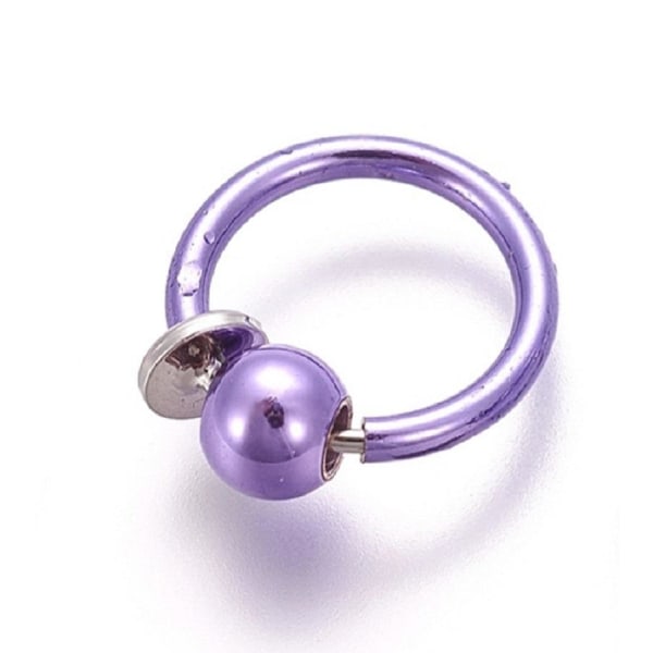 UDSALG __1 Lilla Clip On Ringe med aftagelige kugler 13 mm Ø Purple