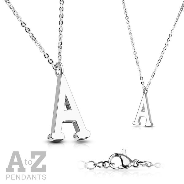 Bokstav halsband i 316L kirurgiskt stål (A-Z) Bostaven E
