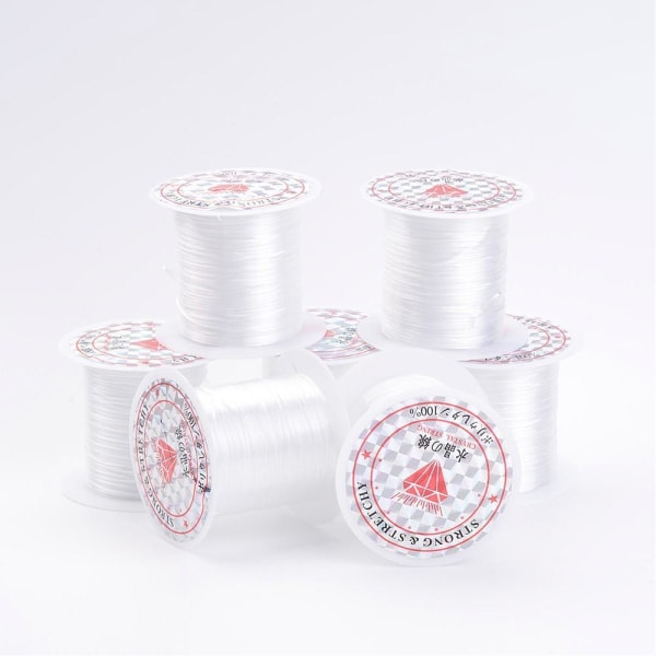 2 Rullar  10 mt. vit transparent elastisk tråd 0,8 mm. Ø