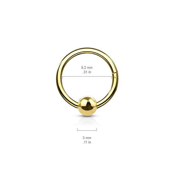 10 mm Segment Ring i IP 316L kirurgiskt stål med kula 1 Guld