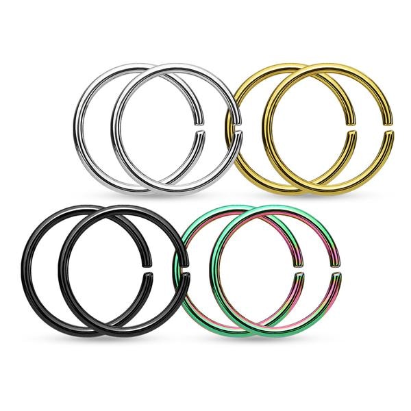 4 Par Piercing ringar i IP  316L Stål 0,8 mm tjock 10 mm Ø