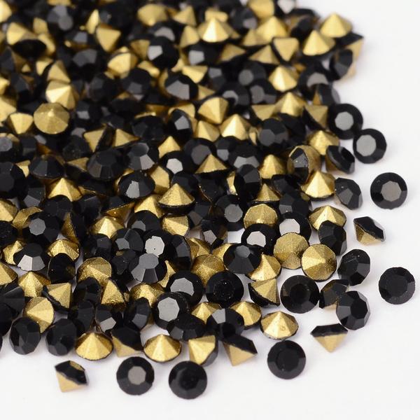 25 sorte koniske Swarovski-krystaller til indlæg Ø 6 mm.