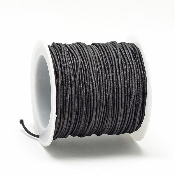 Rulle med 20 mt. Svart nylonklädd elastisk tråd 1 mm.