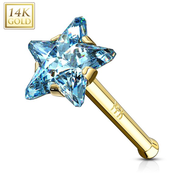 1 næsepiercing i 14 karat guld med stjerneformet Pink CZ 2 rosa