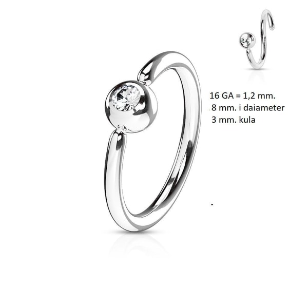 Flexibel BCR Piercing i Titanium IP 316L kirurgiskt stål 16GA-8