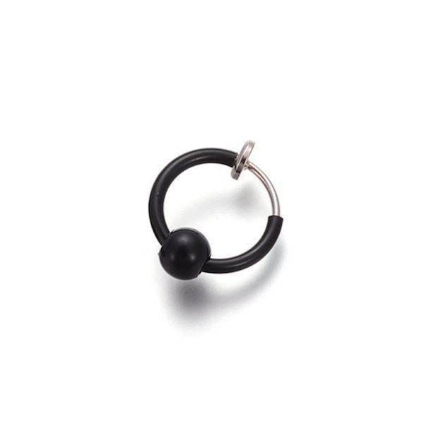 Svart Clip On Ring med avtagbar kula (13 mm i diameter) Svart