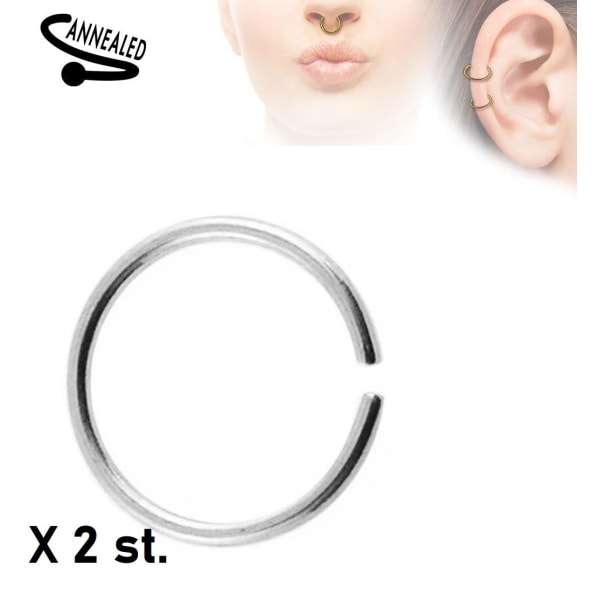 2 stk. 10 mm Piercing ring i glødet 316L kirurgisk stål (8 valg) 3 Grön