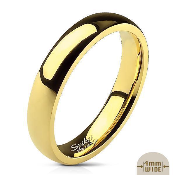 4 mm. glatt konveks ring i gullbelagt 316L stål Størrelse 17,73 mm.