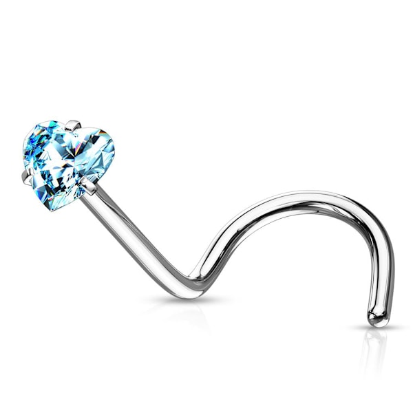 1 St  Skruvbar näspiercing i IP 316L stål Hjärtformad CZ 4 Stål / Rosa CZ