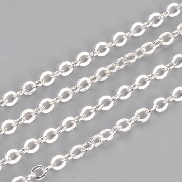 5 Nickelfri Silverpläterad mässingkedja c:a 60 cm. lång