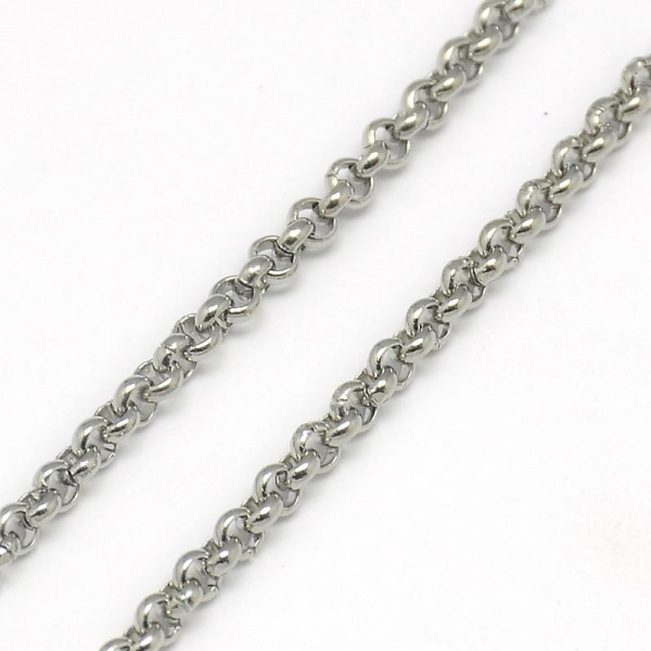 55 cm Trendig Unisex Rolo länk halsband  i 201 stål Titanium