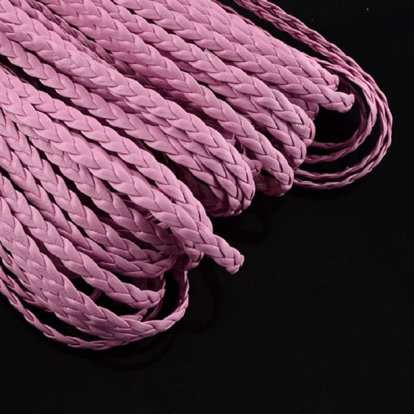 10 mt sildeben håndflettet lyserødt PU-læder (kunstigt læder) Pink