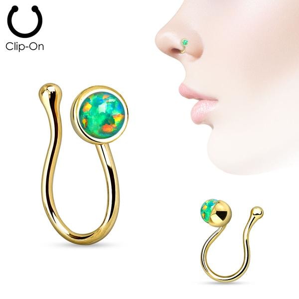 Clip On Forgyldt "falsk" næsepiercing med Opal Pink 4 Rosa