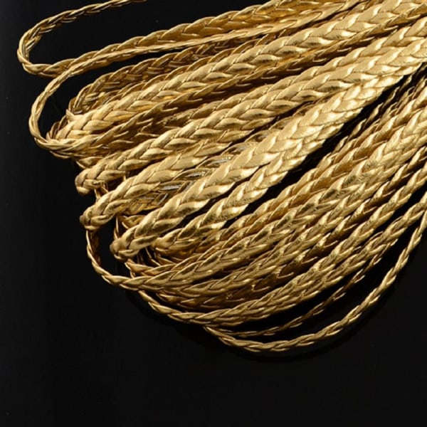 10 mt sildeben håndflettet guldfarvet PU-læder (kunstigt læder) Gold