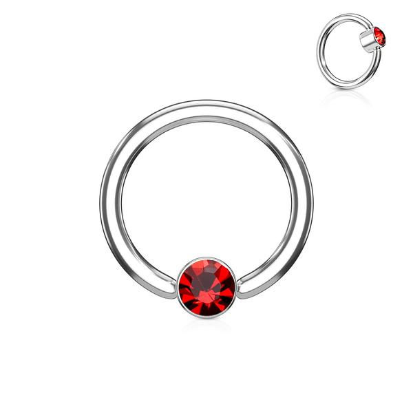 1st. Piercingring i Härdad 316L kirurgiskt stål 1,2x8mm med CZ 4 AB (Aurora Borealis)