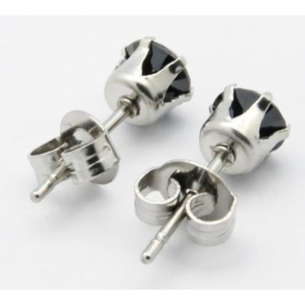 Studs Örhängen i 316L Kirurgiskt stål med 3 mm Svart CZ