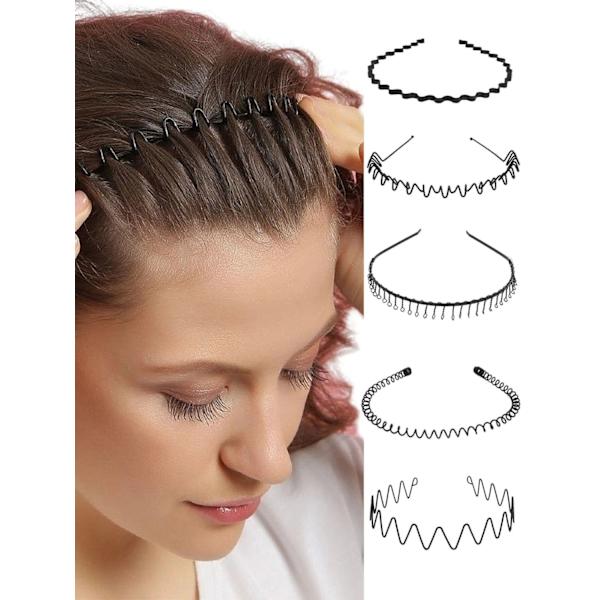 Pack 5 Svarta diadem i metall