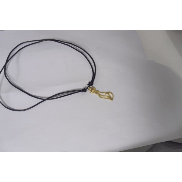 Ställbar läder halsband med guldpläterad kattformad hänge 3 brun