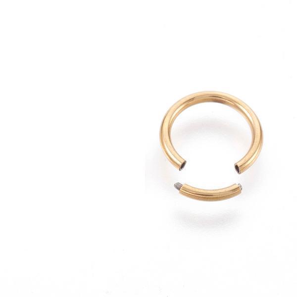1Segment Piercing ring i herdet 316L kirurgisk stål 1,2x8mm.Ø Gold 1 Guld