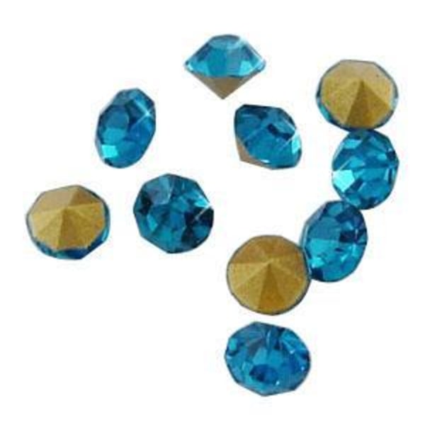100 Blue Zircon Swarovski-krystaller for innlegg Ø 3,4 mm (PP27)