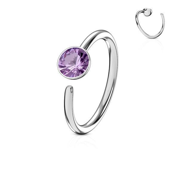 Piercing ring i Titanium-IP 316L kirurgisk stål med Tanzanite CZ