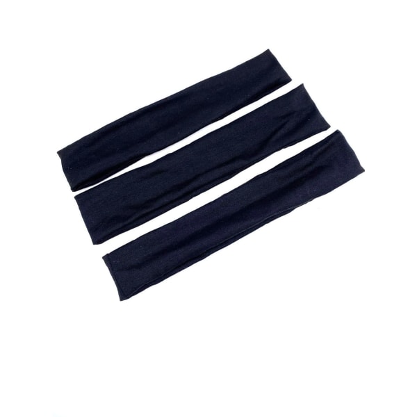REA___3 Svarta Stretch Hårband i polyester C:a 6 x 20 cm.