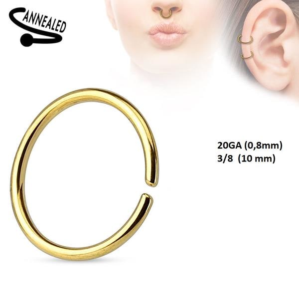 1 Par Piercing ringar i IP  316L Stål 0,8 mm tjock 10 mm Ø 4 Rainbow