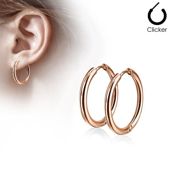 1Par 17mm Hoops örhängen i Rödguldpläterad 316L kirurgiskt stål