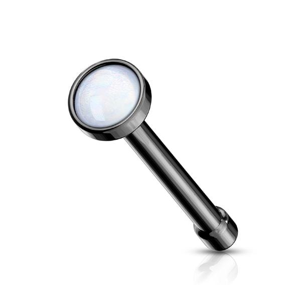 1 Näspiercing i 316 Kirurgiskt stål med "Glow in the dark" sten 5 Svart/Vit