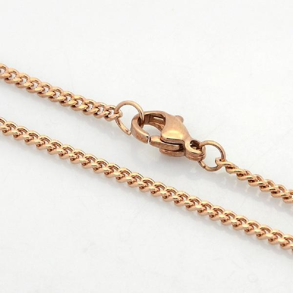 Unisex kedja i  AISI 304 stål 60 cm. lång , 2mm bred-1mm tjock. 2 guld