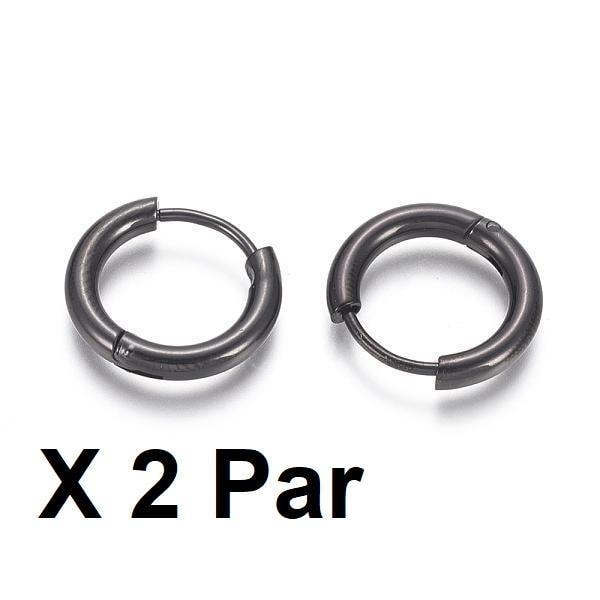 Note 2 par 18 mm Hoops øredobber i svart 316L kirurgisk stål