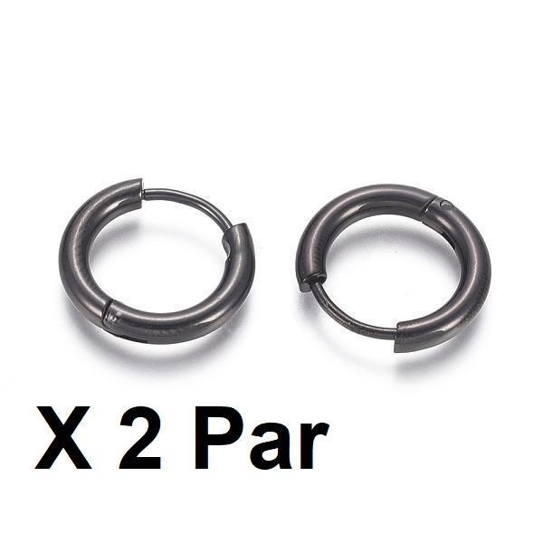 Note 2 par 18 mm Hoops øreringe i sort 316L kirurgisk stål