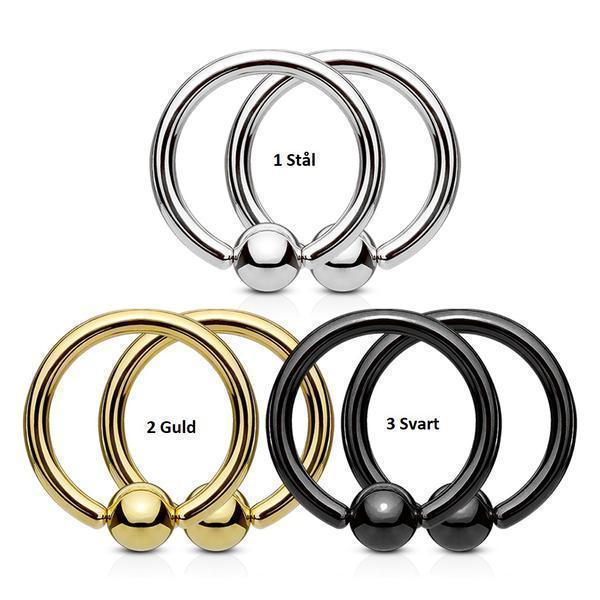 ! Par BCR ringar i IP  316L Stål 1,2 mm tjock 8 mm i diameter Gold 3 svart